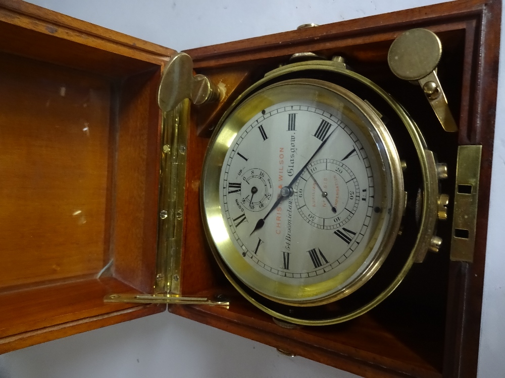 A brass-bound mahogany two-day marine chronometer Signed Christie & Wilson, Glasgow, - Image 12 of 13