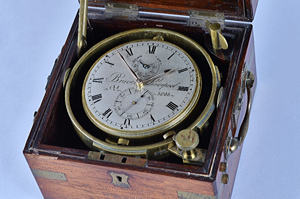 A BRASS-BOUND ROSEWOOD TWO-DAY MARINE CHRONOMETER Signed Bruce, Liverpool, No. - Image 2 of 12