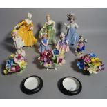 Ceramics, including; a group of three Royal Doulton ladies, a Nao figure of a lady,