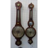 A 19th century rosewood wall barometer, 100cm high,