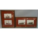 Four modern prints of Chinese junks mounted in two frames, 100cm wide x 50cm high.