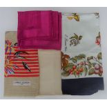 A collection designer silk scarves,