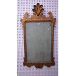 A George II style gilt framed mirror with shell crest and floral chased frame, 19th century,
