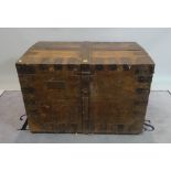 An early 20th century oak and iron bound silver chest, 97cm wide x 67cm high.