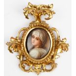 A small German oval porcelain plaque, late 19th century,