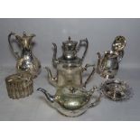 Silver plated wares including tea pots, baskets and sundry, (qty).