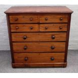 A Victorian mahogany chest with four short over three long graduated drawers on a plinth base,