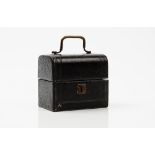 RIMMEL LONDON, a late 19th century embossed leather casket with key,