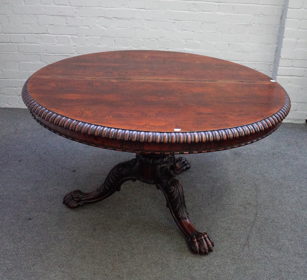 A late Regency rosewood centre table,