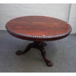 A late Regency rosewood centre table,