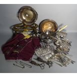 Silver plated wares, including toast racks, bowls, flatware and sundry, (qty).