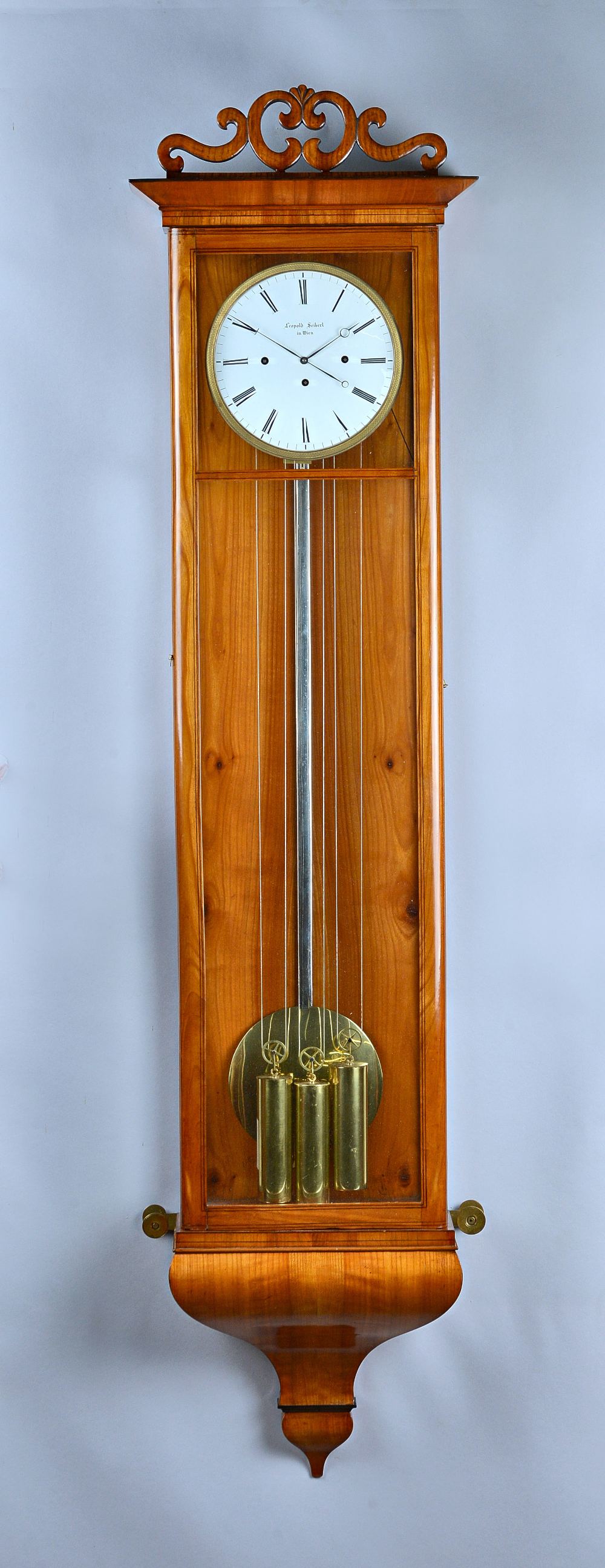 A Grand Sonnerie striking fruitwood Vienna regulator By Leopold Seiberl, Wien,