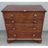 An 18th century crossbanded mahogany chest of four long graduated drawers, on bracket feet,