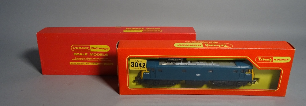 A Hornby OO gauge E.3001 BO BO electric locomotive, boxed together with a Hornby B.R.