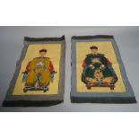 A group of six modern Chinese painted panels on canvas, each 30cm wide x 50cm high, (unframed), (6).