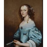 Adriaen Hanneman (The Hague circa 1601-1671), Portrait of a lady in a blue dress holding a fan,