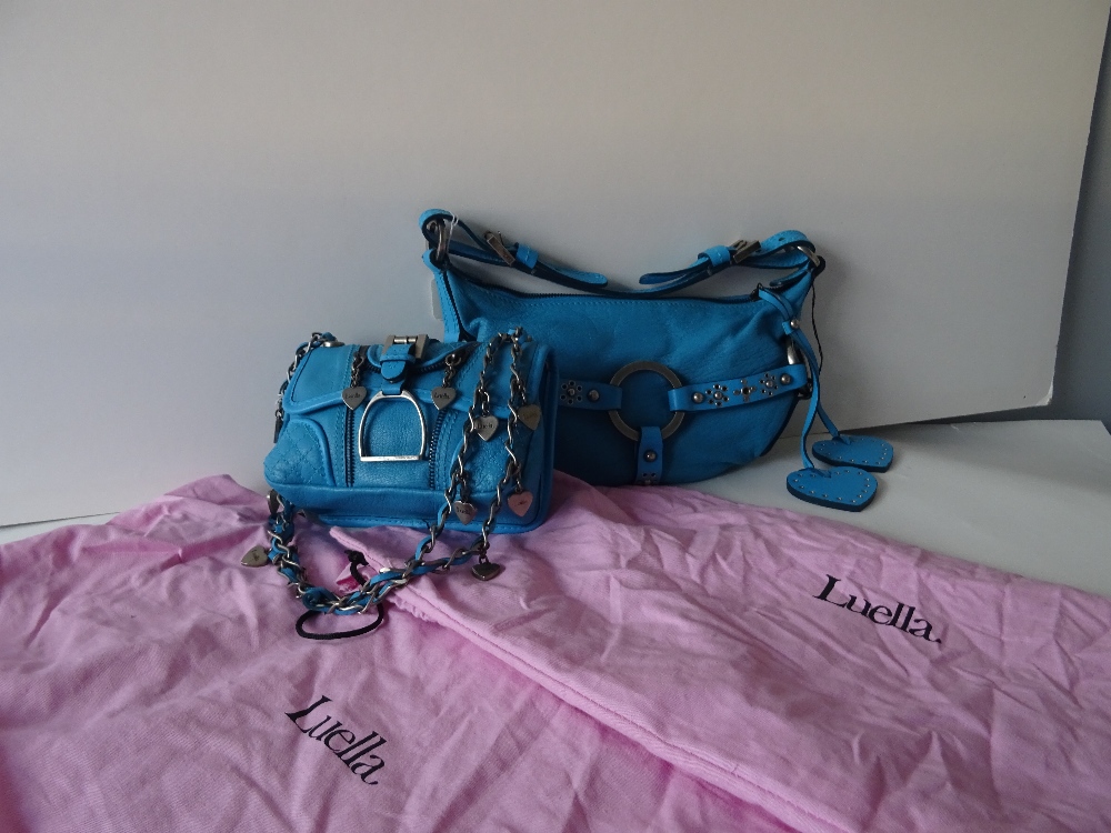 A Luella blue leather saddle bag,