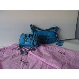 A Luella blue leather saddle bag,