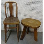 A mid-20th century Thonet style bentwood side chair, 35cm wide x 91cm high,