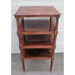 A George IV mahogany four tier what-not on turned supports, 56cm wide x 107cm high.