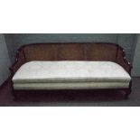 A 20th century mahogany framed four piece bergere suite to comprise sofa, 204cm wide x 84cm high,