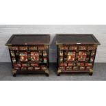 A pair of Eastern metal bound hardwood side cabinets,