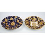 Two Meissen blue ground moulded dishes, early 20th century,