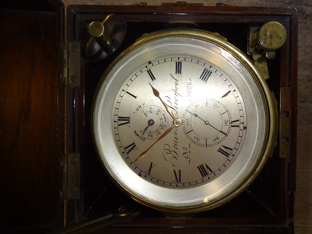 A BRASS-BOUND ROSEWOOD TWO-DAY MARINE CHRONOMETER Signed Bruce, Liverpool, No. - Image 11 of 12