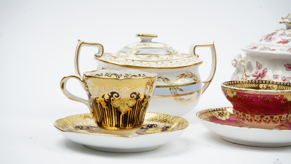 A group of Ridgway porcelain teawares, circa 1825-1850, comprising; a cream jug, 12cm. - Image 2 of 6