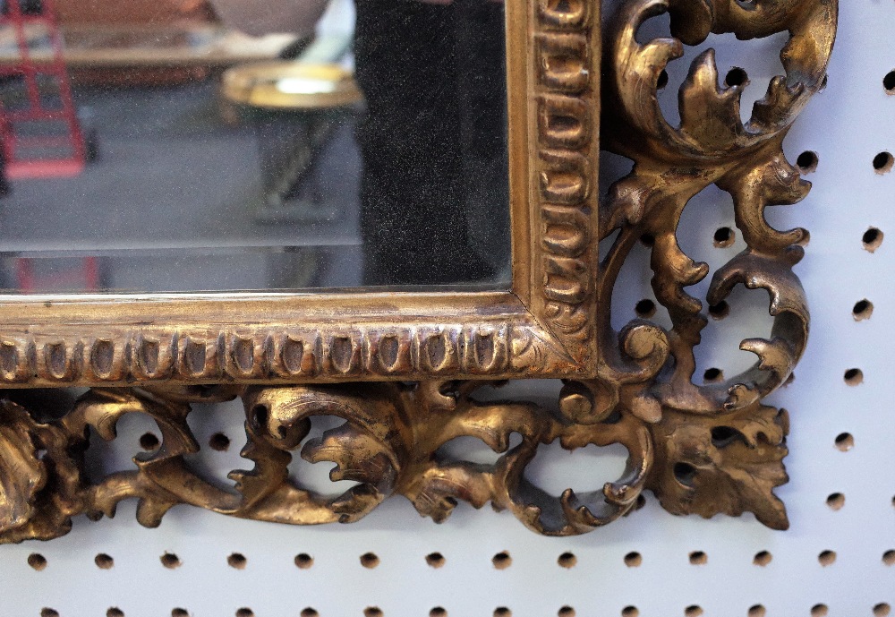 A Florentine gilt framed mirror with shell and acanthus chased frame and bevelled mirror plate, - Image 3 of 5