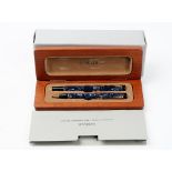 The Parker Duofold International, a blue marble fountain pen, with 18k nib,