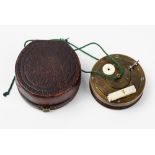A mid-19th century mahogany cased brass and ivory mounted bird caller, possibly German,