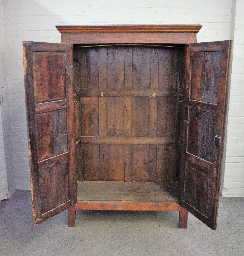 A 17th century style oak hanging cupboard, of panelled construction, incorporating earlier elements, - Image 2 of 6