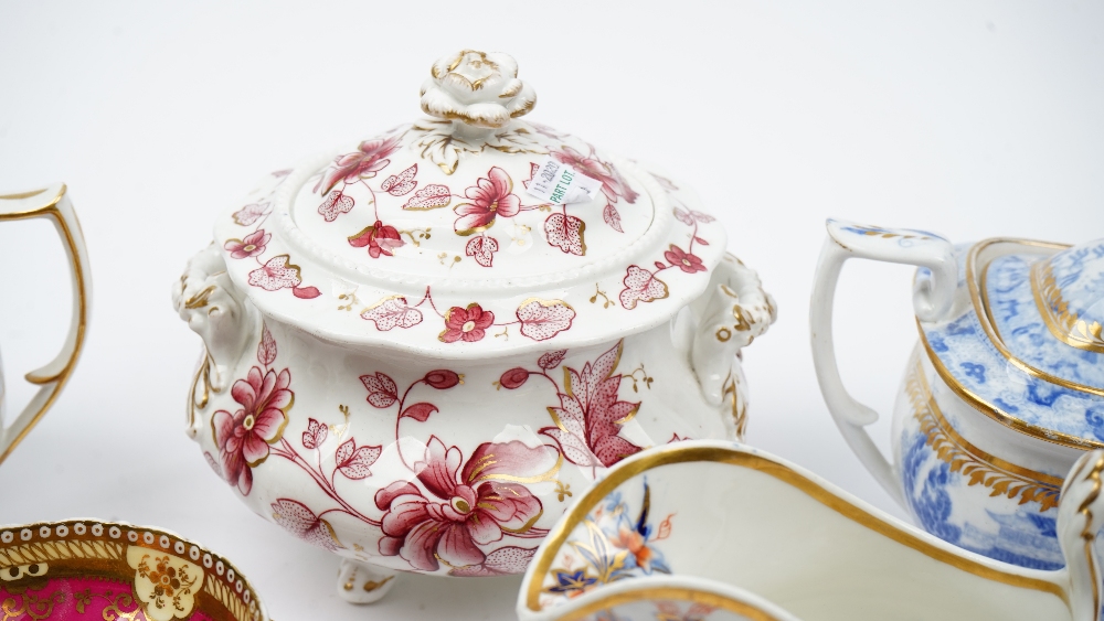 A group of Ridgway porcelain teawares, circa 1825-1850, comprising; a cream jug, 12cm. - Image 5 of 6