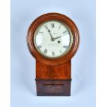 A small late Regency mahogany Drop Dial wall timepiece The 6in convex painted dial inscribed