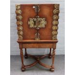 An 18th century Portuguese East Indies solid burr walnut and brass mounted cabinet,