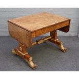 A Regency parcel gilt burr elm and elm banded sofa table,