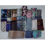 A large collection of printed silk scarves mainly designed by Richard Allan and Jaeger (20)