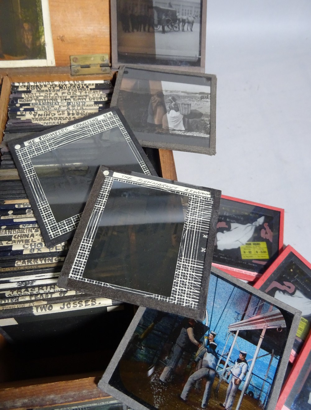 A quantity of three inch glass magic lantern slides, some coloured, including views of china, (qty). - Image 7 of 8