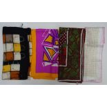 A collection designer silk scarves, comprising: A Christian Dior example,