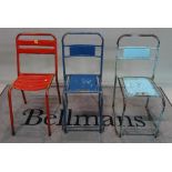 A matched set of five metal bar back dining chairs, 34cm wide x 83cm high, (5).