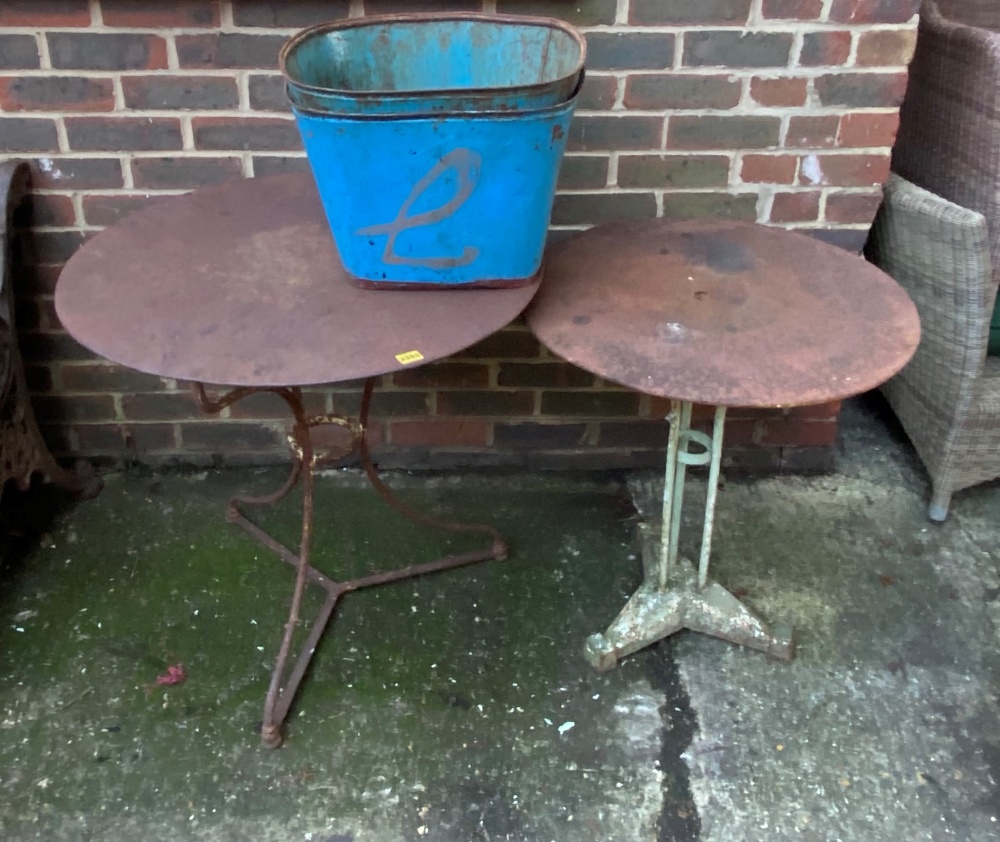 An early 20th century circular wrought iron garden table,