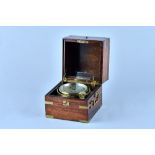 A brass-bound rosewood and mahogany Marine Chronometer signed Barraud, 41 Cornhill, London, No.