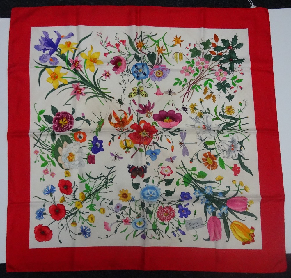 A Gucci 'Flora Spighe' silk scarf designed by Vittorio Accornero for Gucci,