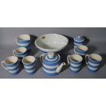 A small quantity of T Green & Co blue stripe Cornish tea wares, (qty).