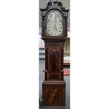 A mahogany longcase clock, circa 1830, with an 8-day movement and arched