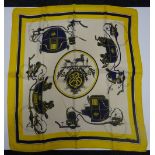 An Hermes silk scarf 'Ex Libris' designed by Hugo Grygkar circa 1946,