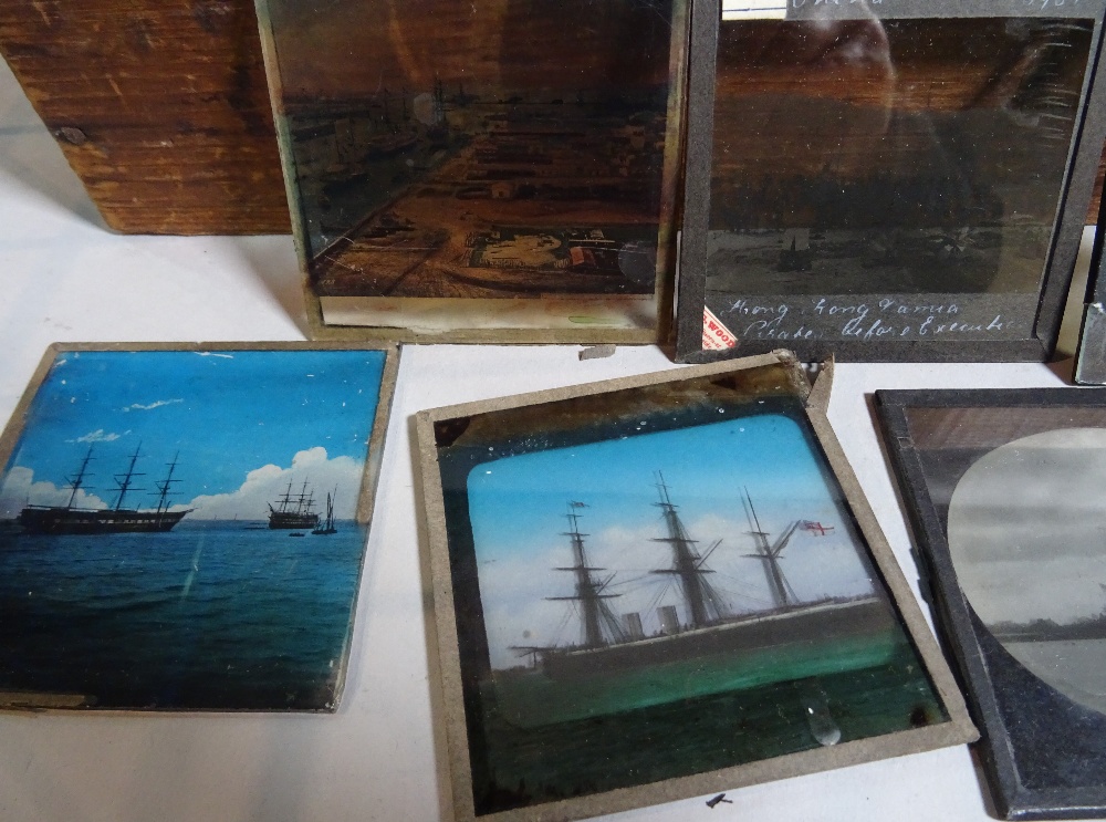 A quantity of three inch glass magic lantern slides, some coloured, including views of china, (qty). - Image 3 of 8