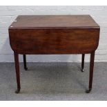 A George III mahogany Pembroke table with end frieze drawer on tapering square supports,