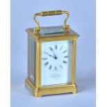 A French brass Carriage Timepiece Late 19th Century With original platform lever escapement,